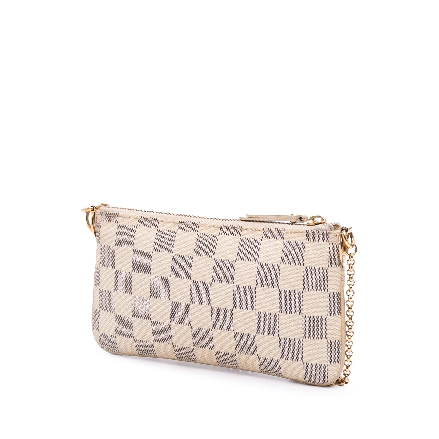 White Louis Vuitton Damier Azur Trunks Labels Pochette Milla MM Handbag