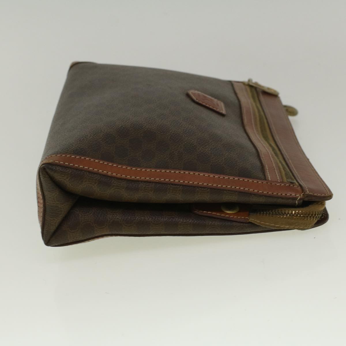 Luxury CELINE Macadam Canvas Clutch Bag PVC Leather Brown  58407