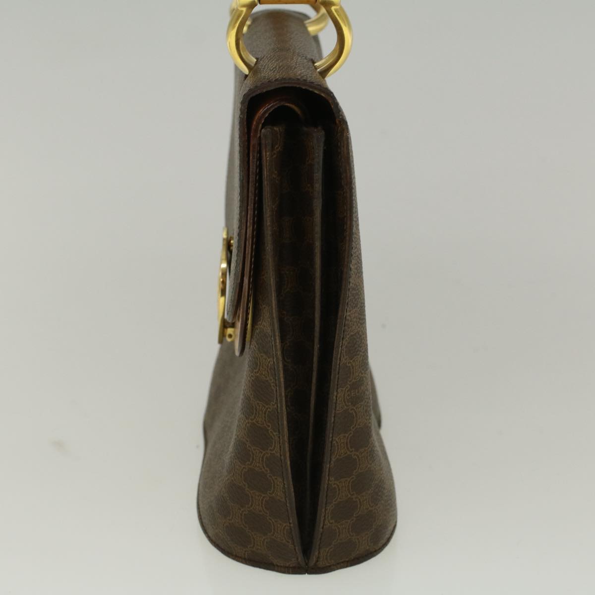 Luxury CELINE Macadam Canvas Hand Bag PVC Leather Brown  58408