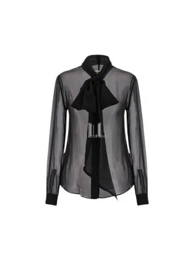 Luxury Saint Laurent Trending 2025 Silk Muslin Crepe Blouse Black