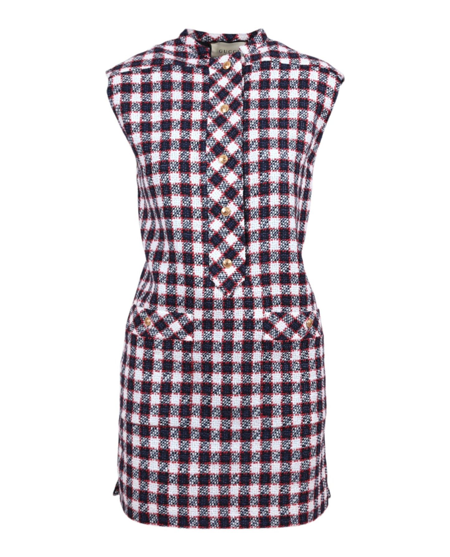 Gucci Womens Check Tweed Tunic Dress
