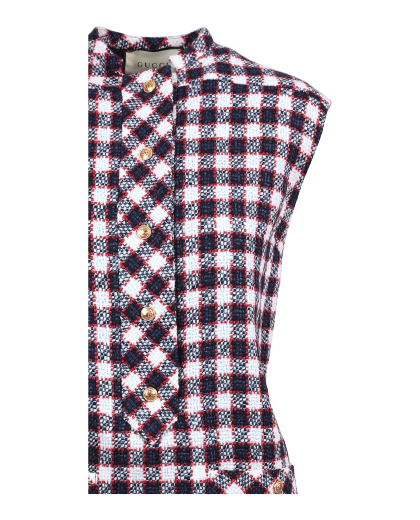 Gucci Womens Check Tweed Tunic Dress