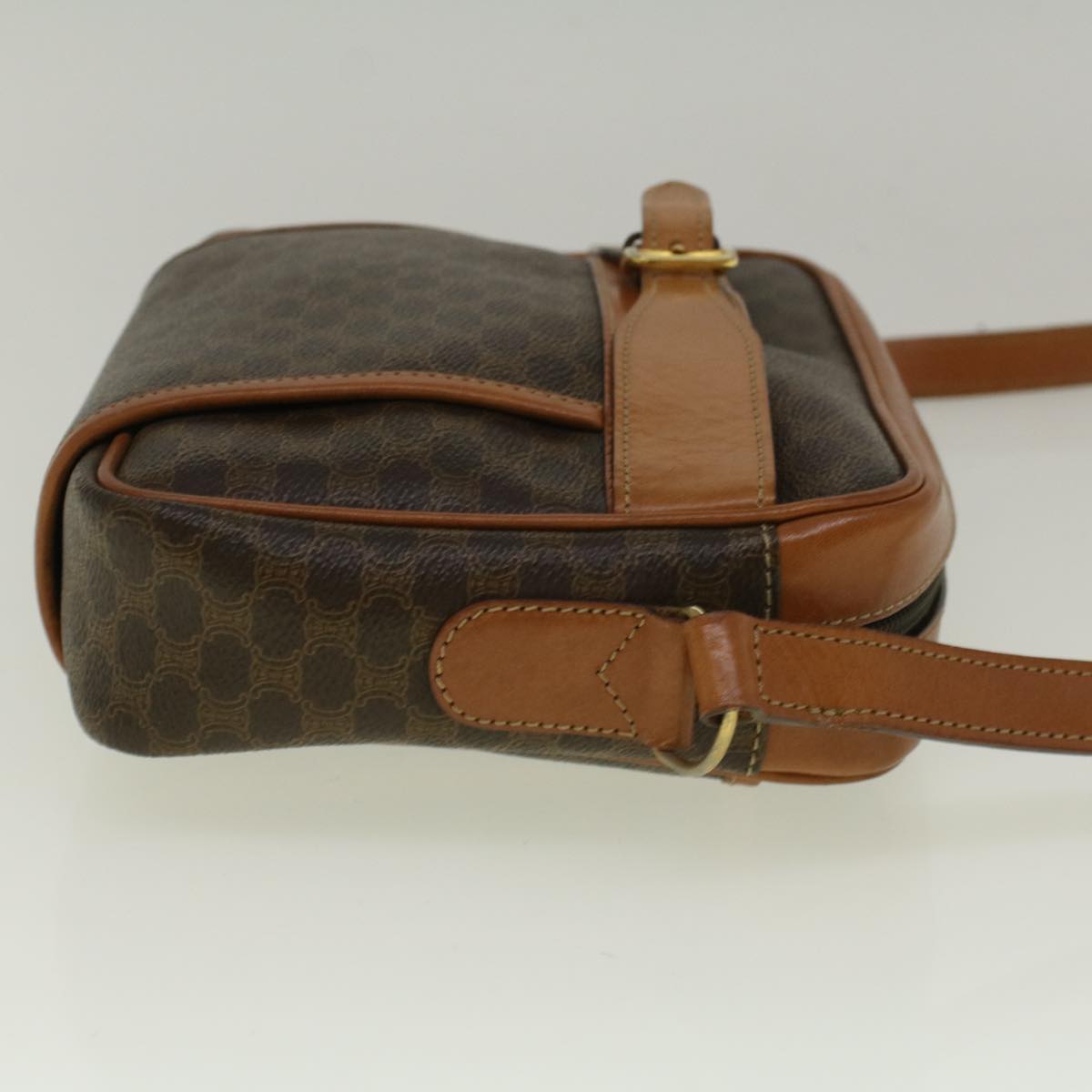 Luxury CELINE Macadam Canvas Shoulder Bag PVC Leather Brown  58514