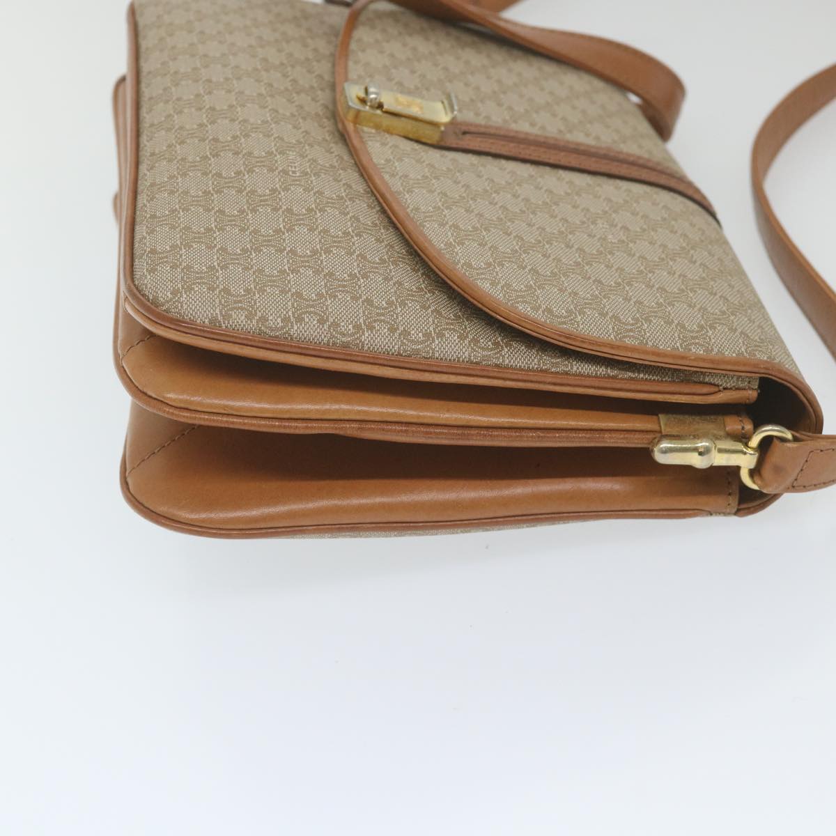 Luxury CELINE Macadam Canvas Shoulder Bag Beige  58580
