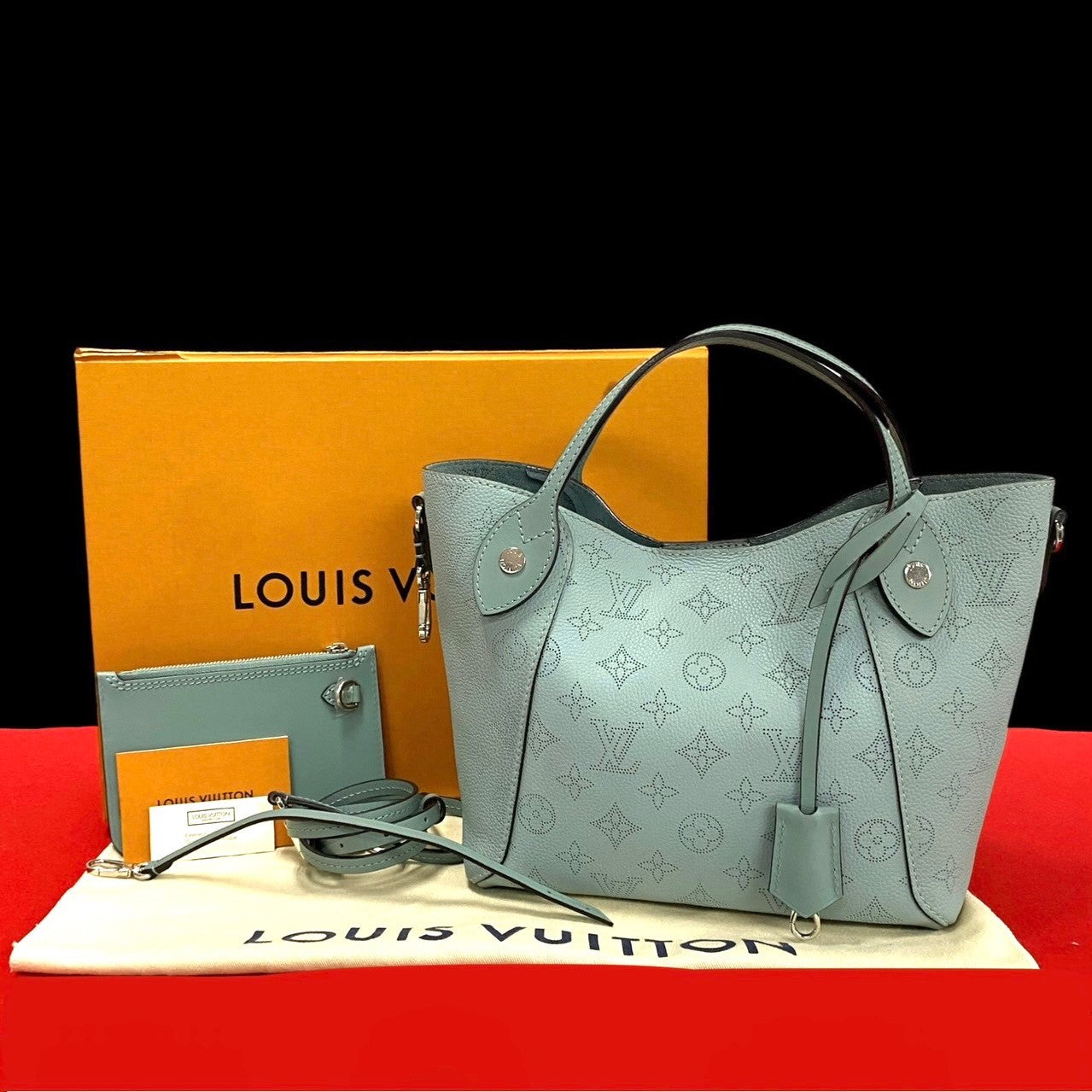 LOUIS VUITTON Shoulder Bag M55905 leather blue Monogram Mahina Hina PM