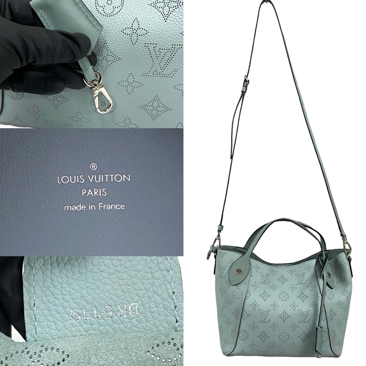 LOUIS VUITTON Shoulder Bag M55905 leather blue Monogram Mahina Hina PM