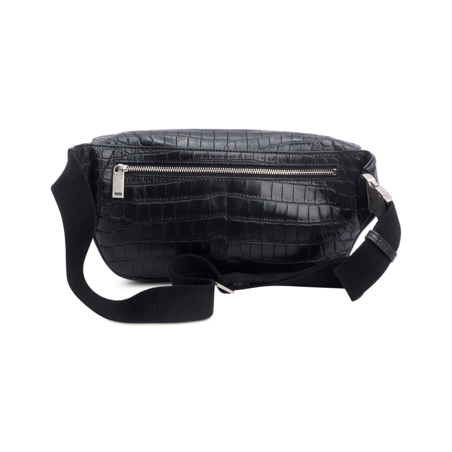 Saint Laurent Black Croc-Embossed Leather Marsupio Belt Bag