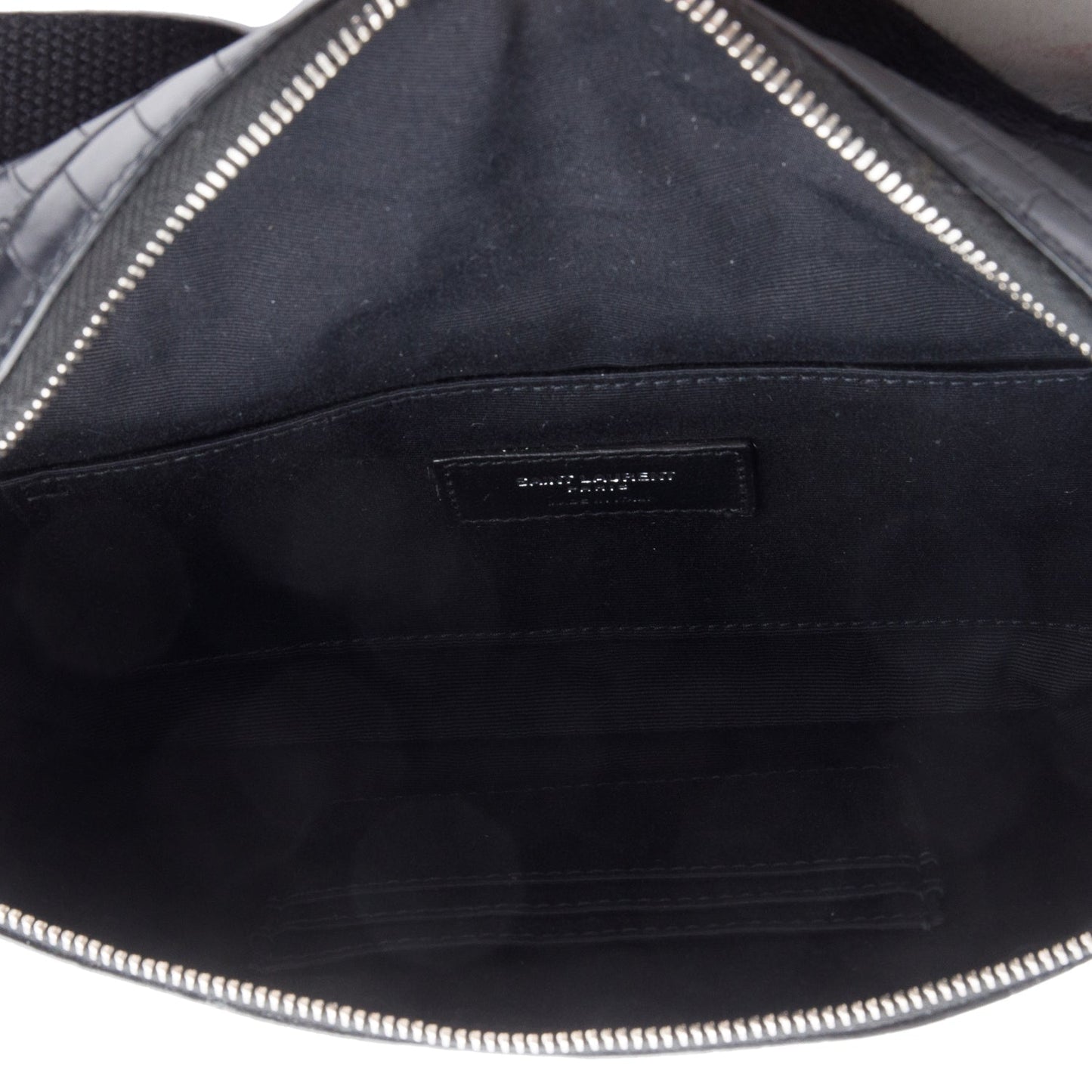 Saint Laurent Black Croc-Embossed Leather Marsupio Belt Bag