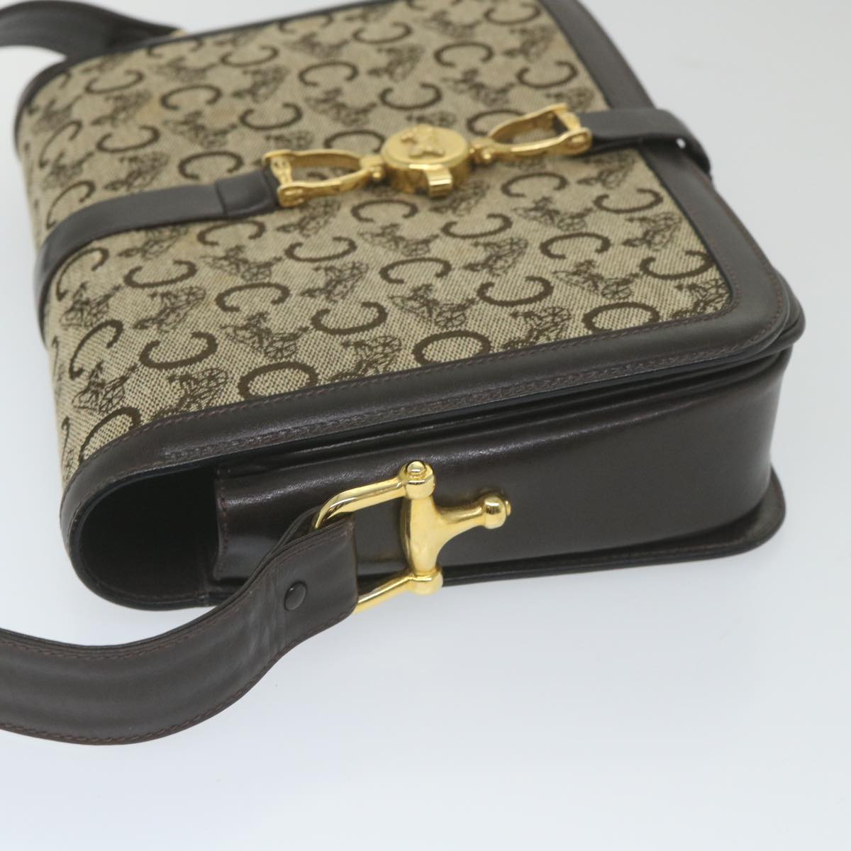 Luxury CELINE C Macadam Canvas Shoulder Bag Beige  58911