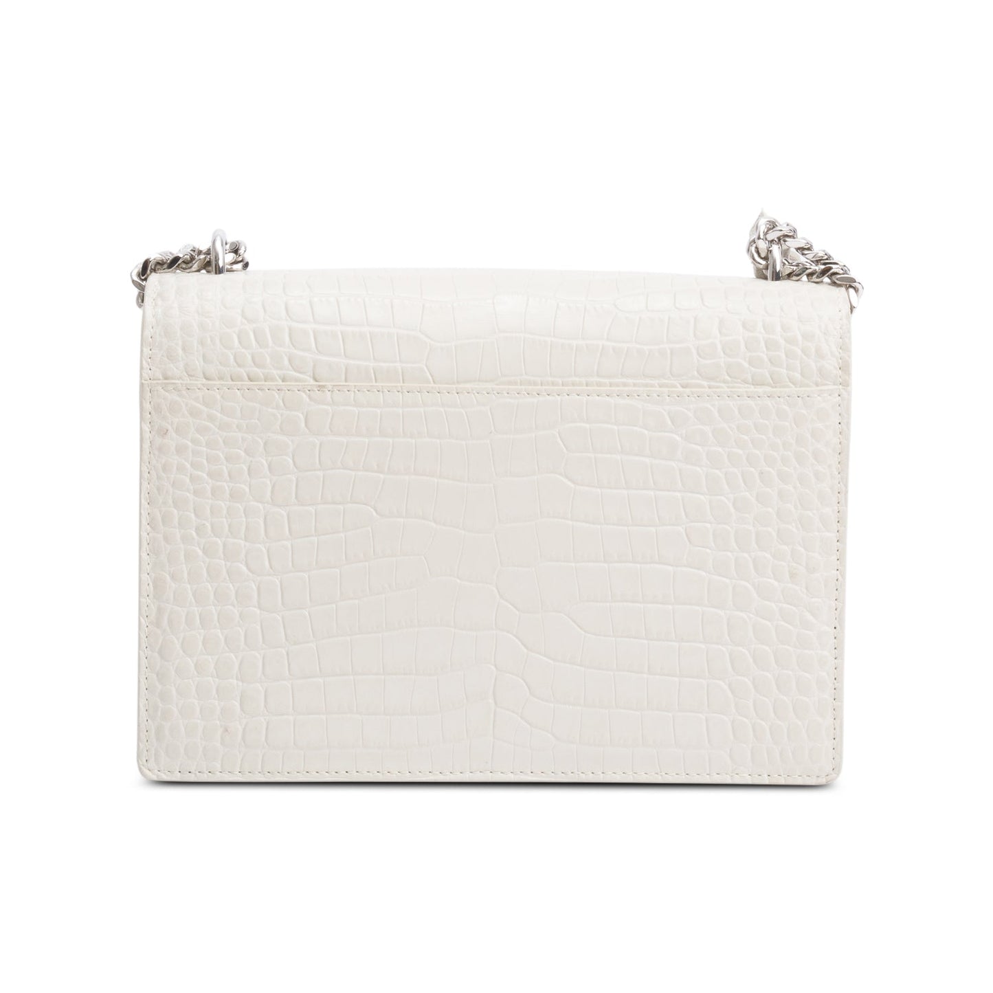 Saint Laurent Ivory Medium Crocodile Embossed Sunset Bag