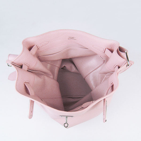 Luxury Hermes Nappa Leather Shoulder Bag H2804 pink Silver