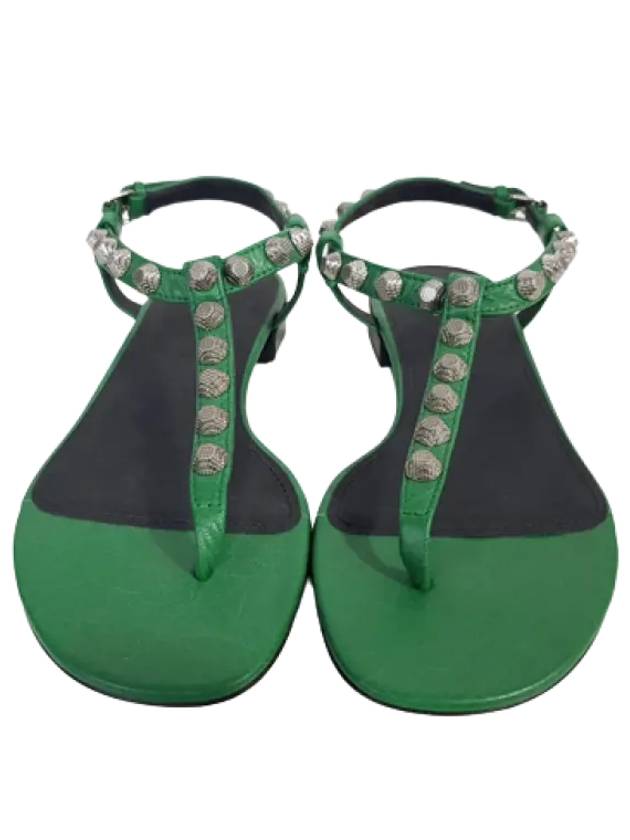 Luxury Balenciaga Trending 2026 Stud Strap Sandals Green