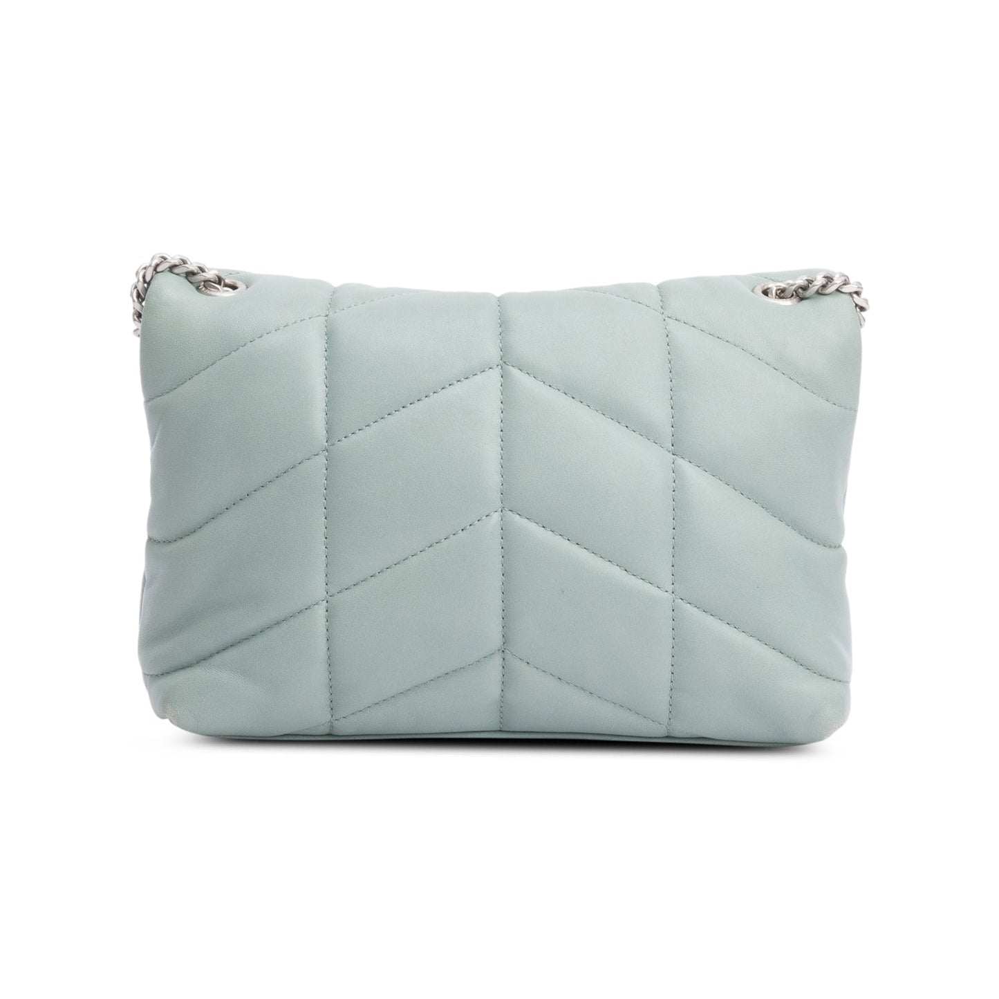 Saint Laurent 2022 Grey Lambskin Leather Toy Puffer Shoulder Bag