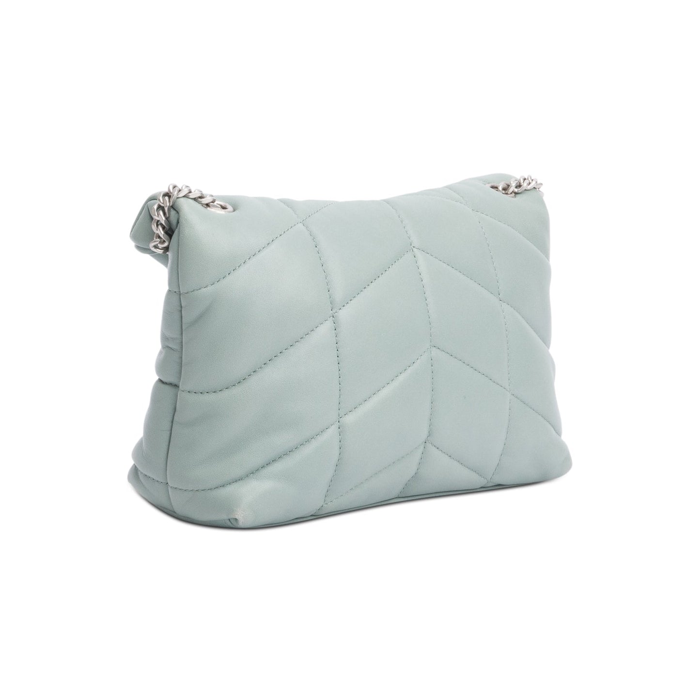 Saint Laurent 2022 Grey Lambskin Leather Toy Puffer Shoulder Bag