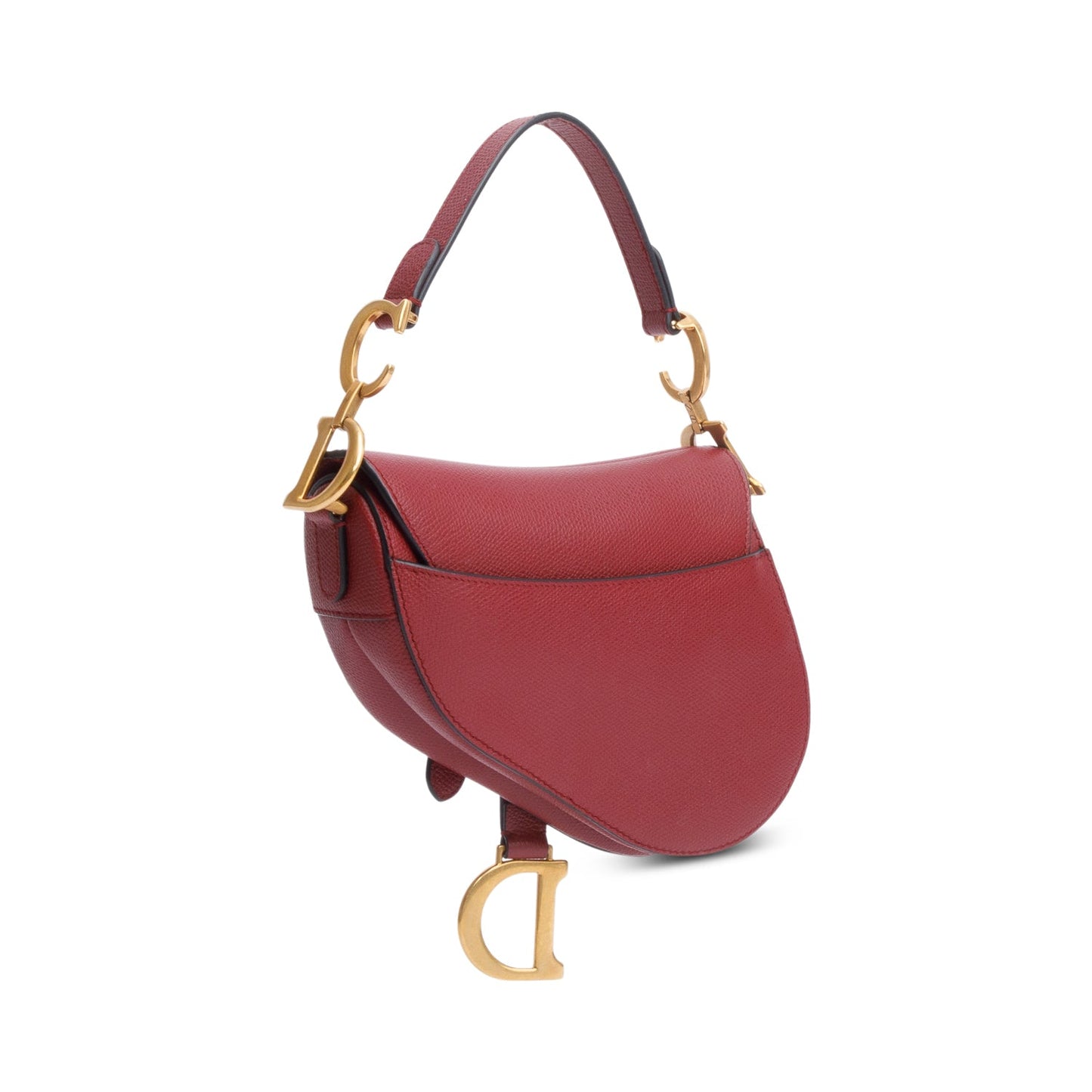 Christian Dior Red Grained Calfskin Leather Mini Saddle Bag