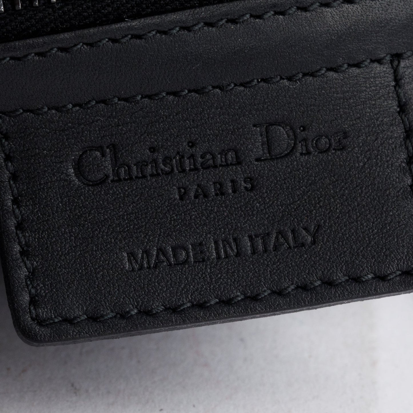 Christian 2022 Dior Black Oblique Embossed Calfskin Leather Saddle Bag