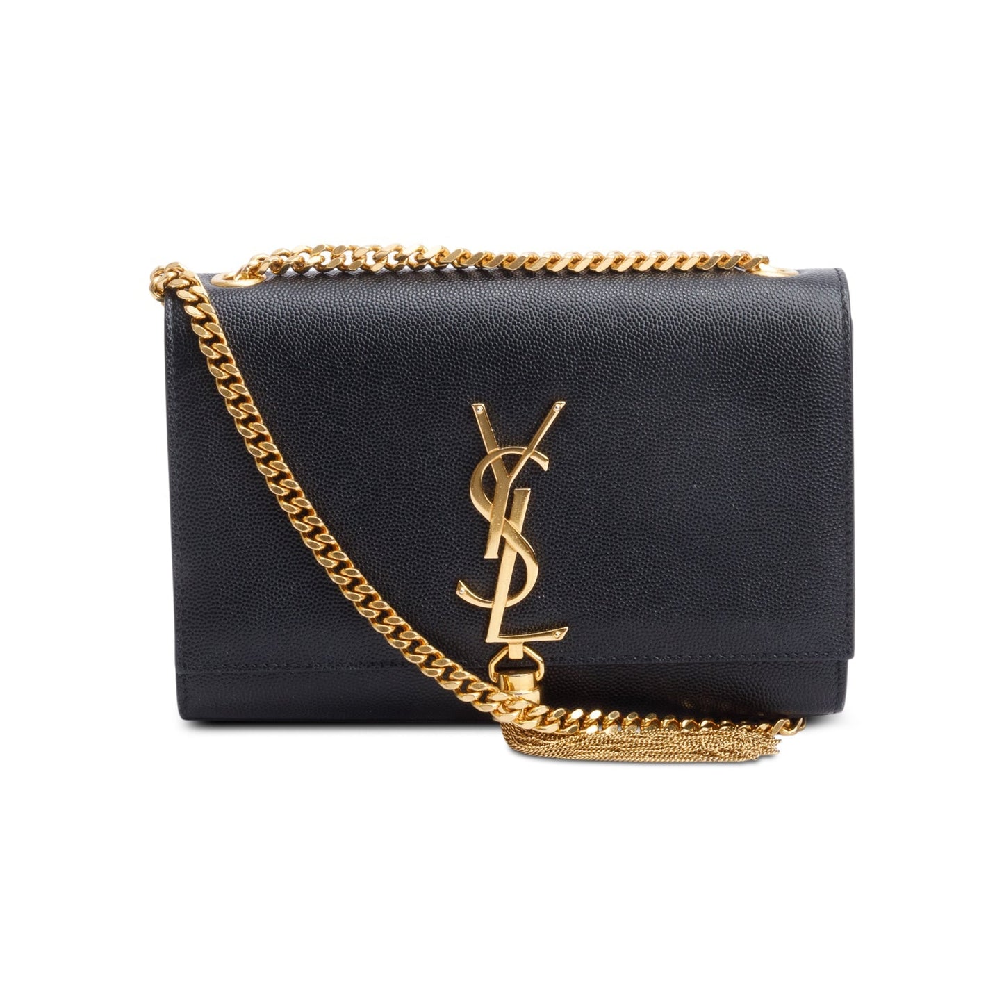 Saint Laurent Black Grained De Poudre Leather Small Kate Tassel Bag