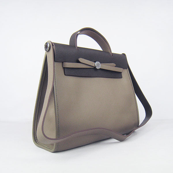 Luxury Hermes Herbag 60667 Ladies Cow Leather Grey
