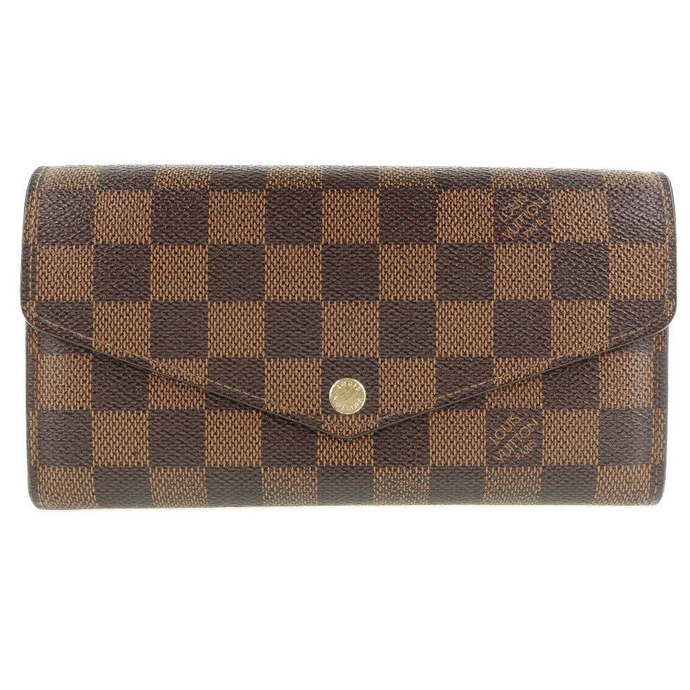 LOUIS VUITTON Long Wallet Purse N63209 Damier canvas Brown Portefeuille Sara Women(Unisex)