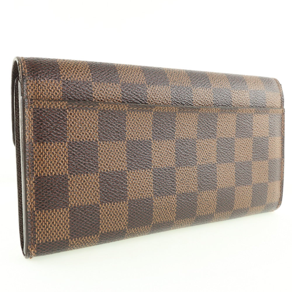LOUIS VUITTON Long Wallet Purse N63209 Damier canvas Brown Portefeuille Sara Women(Unisex)