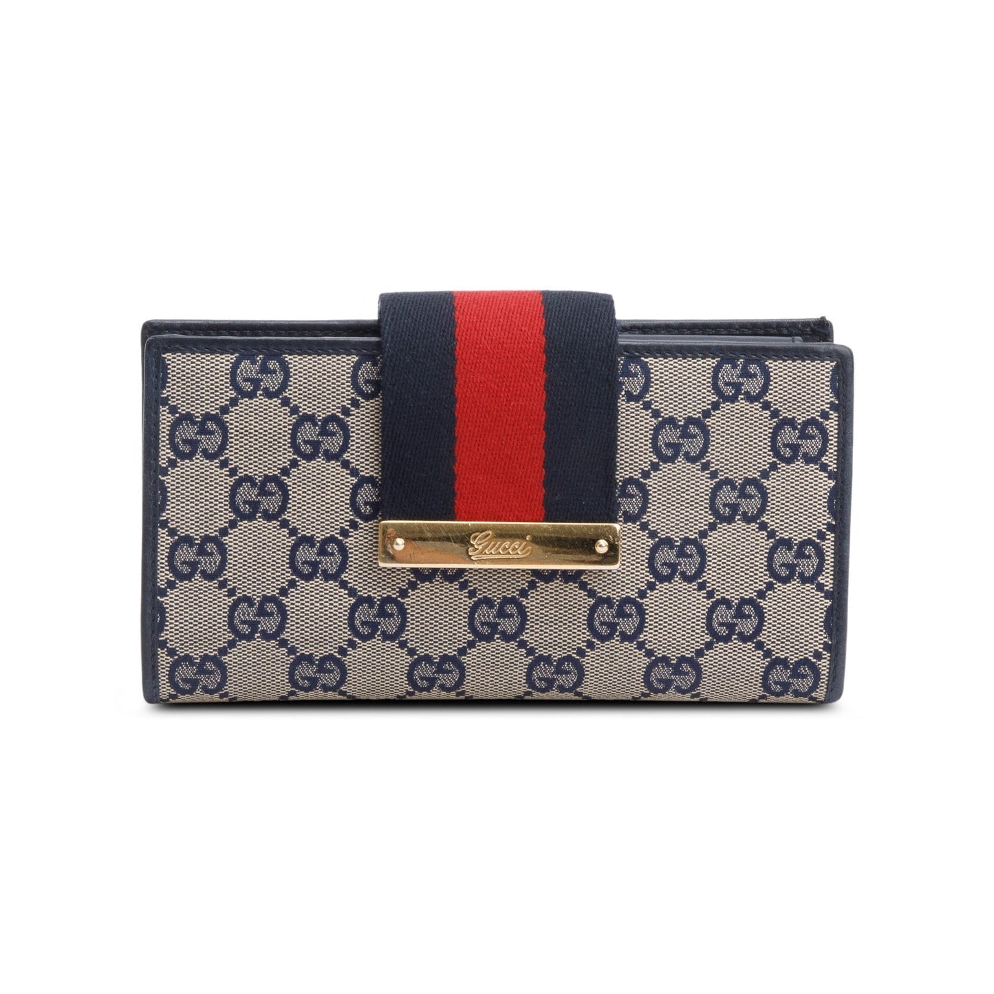 Balenciaga Grey GG Canvas Web Continental Wallet
