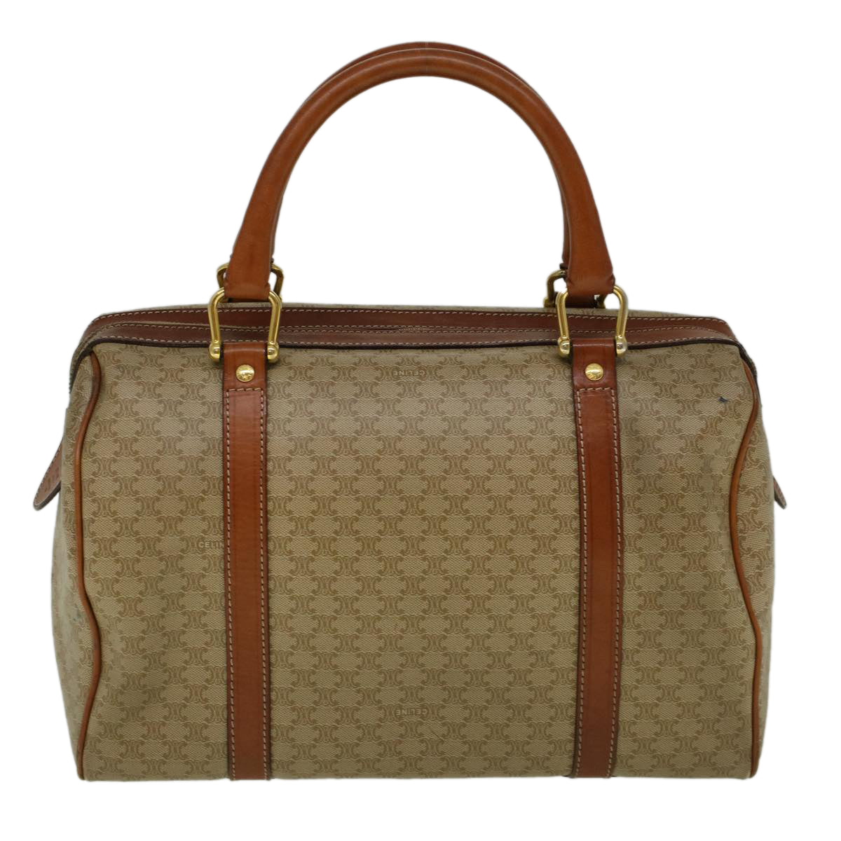 Luxury CELINE Macadam Canvas Hand Bag PVC Leather Beige  59247