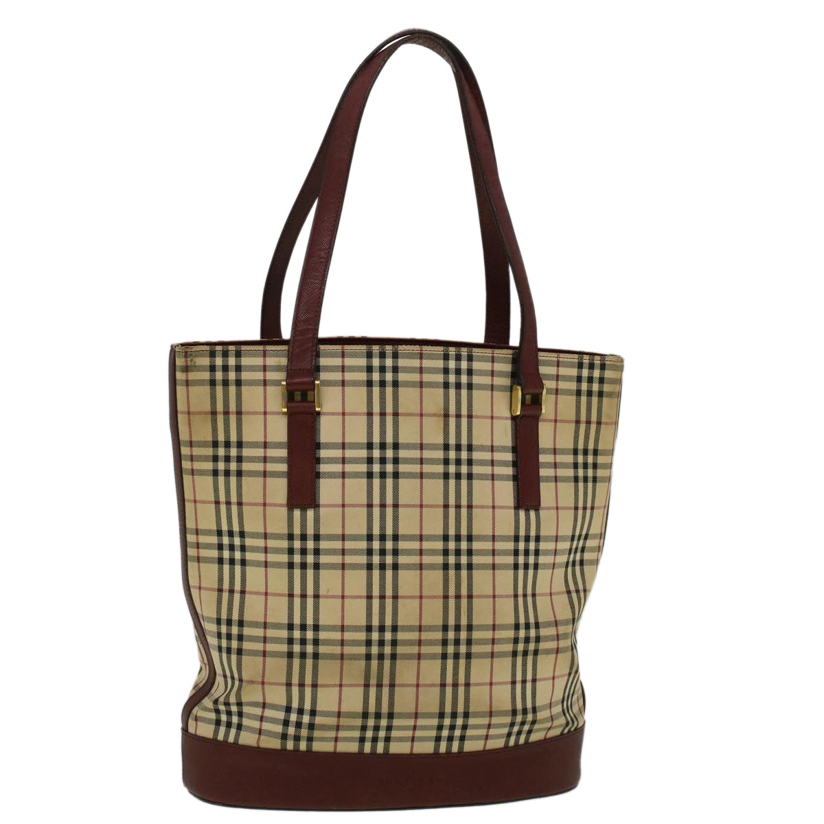 Luxury Burberry Nova Check Tote Bag Canvas Beige Auth 59255
