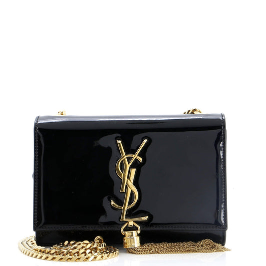 Luxury Saint Laurent Trending 2025 Classic Monogram Tassel Crossbody Bag Patent Small