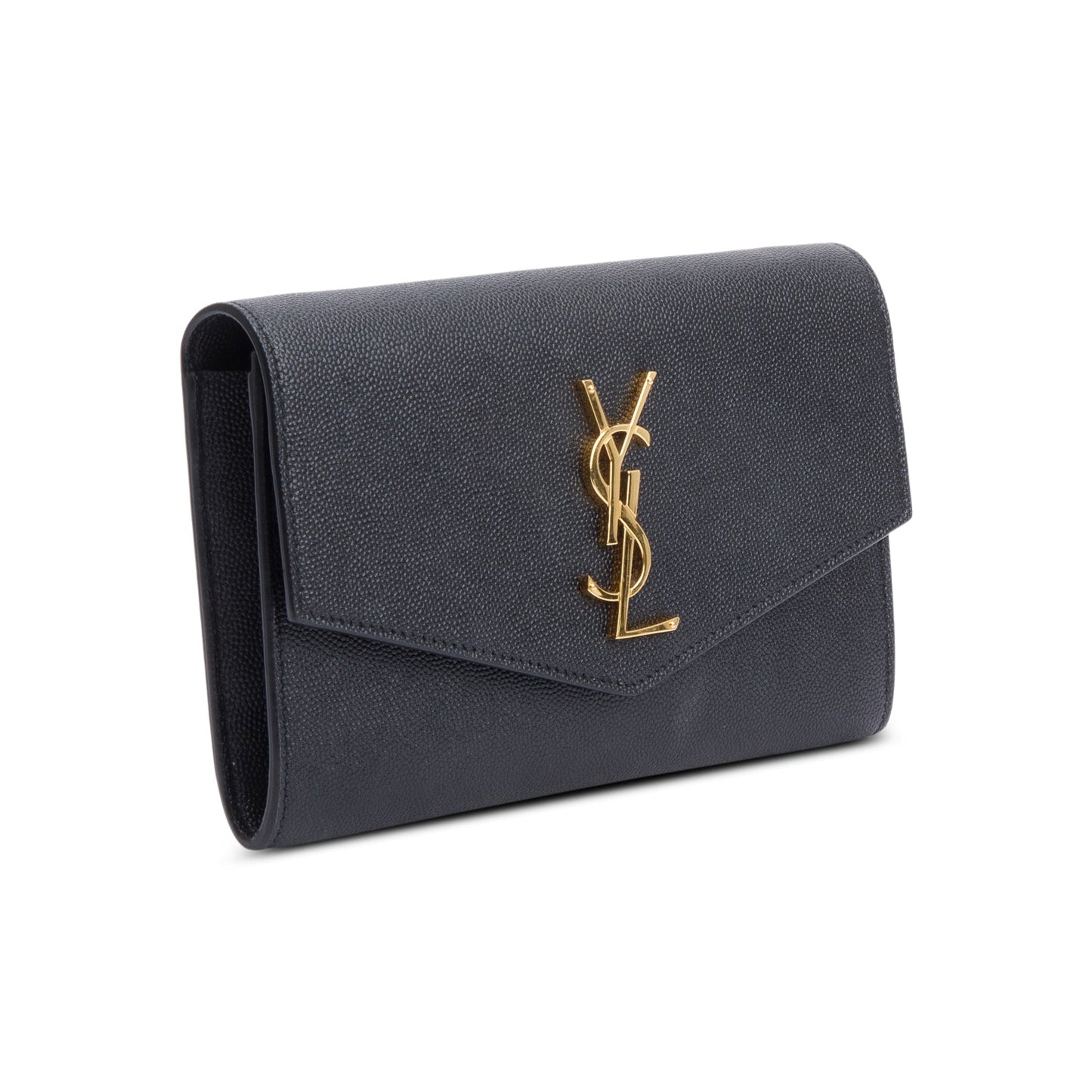 Saint Laurent 2021 Black Grain De Poudre Leather Uptown Chain Wallet