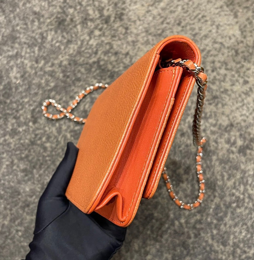 Chanel Wallet on Chain WOC Double CC Orange Caviar Leather