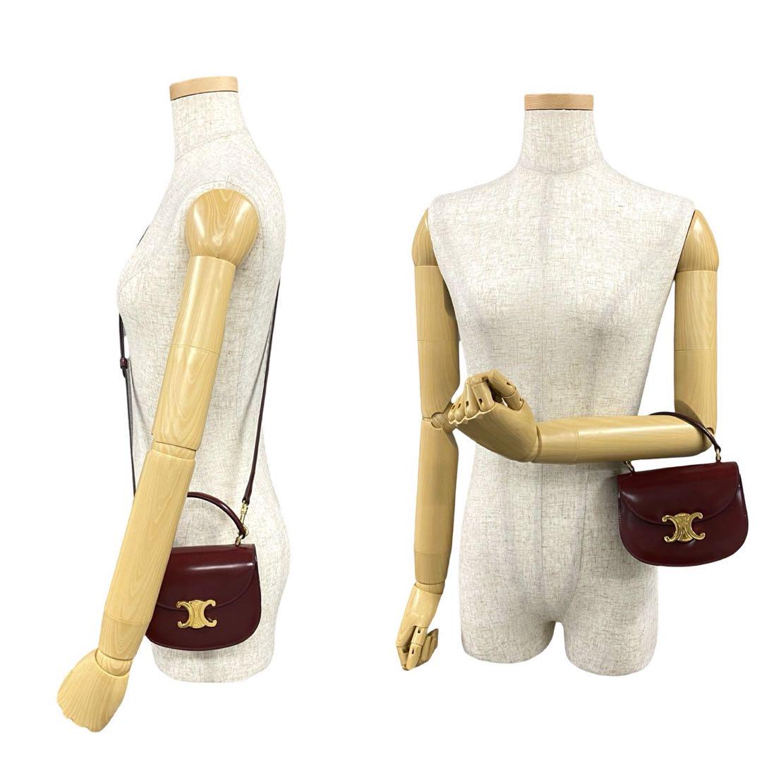 CELINE Shoulder Bag Calfskin Bordeaux mini buzas claire