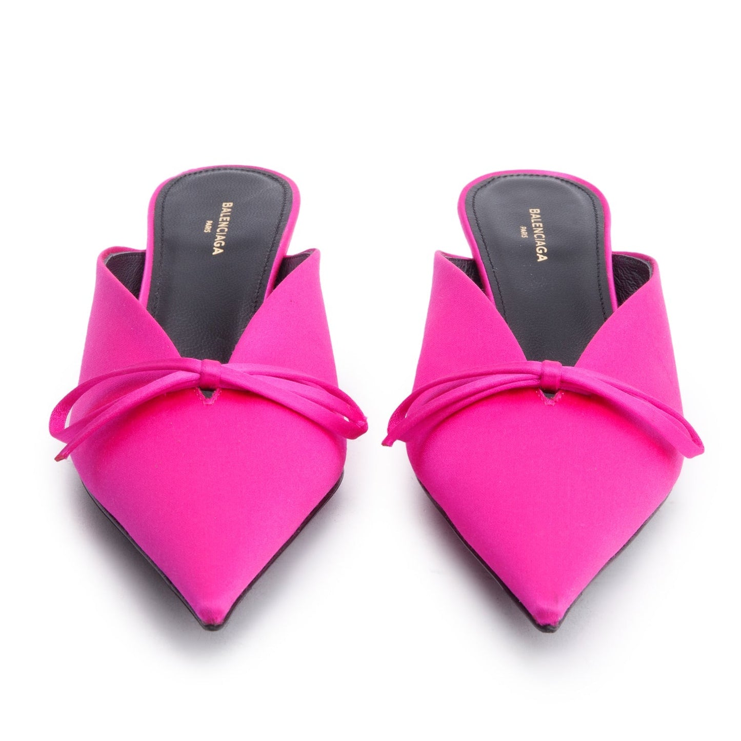 Balenciaga Pink Satin Knife Bow Slingback Pumps, Size 6