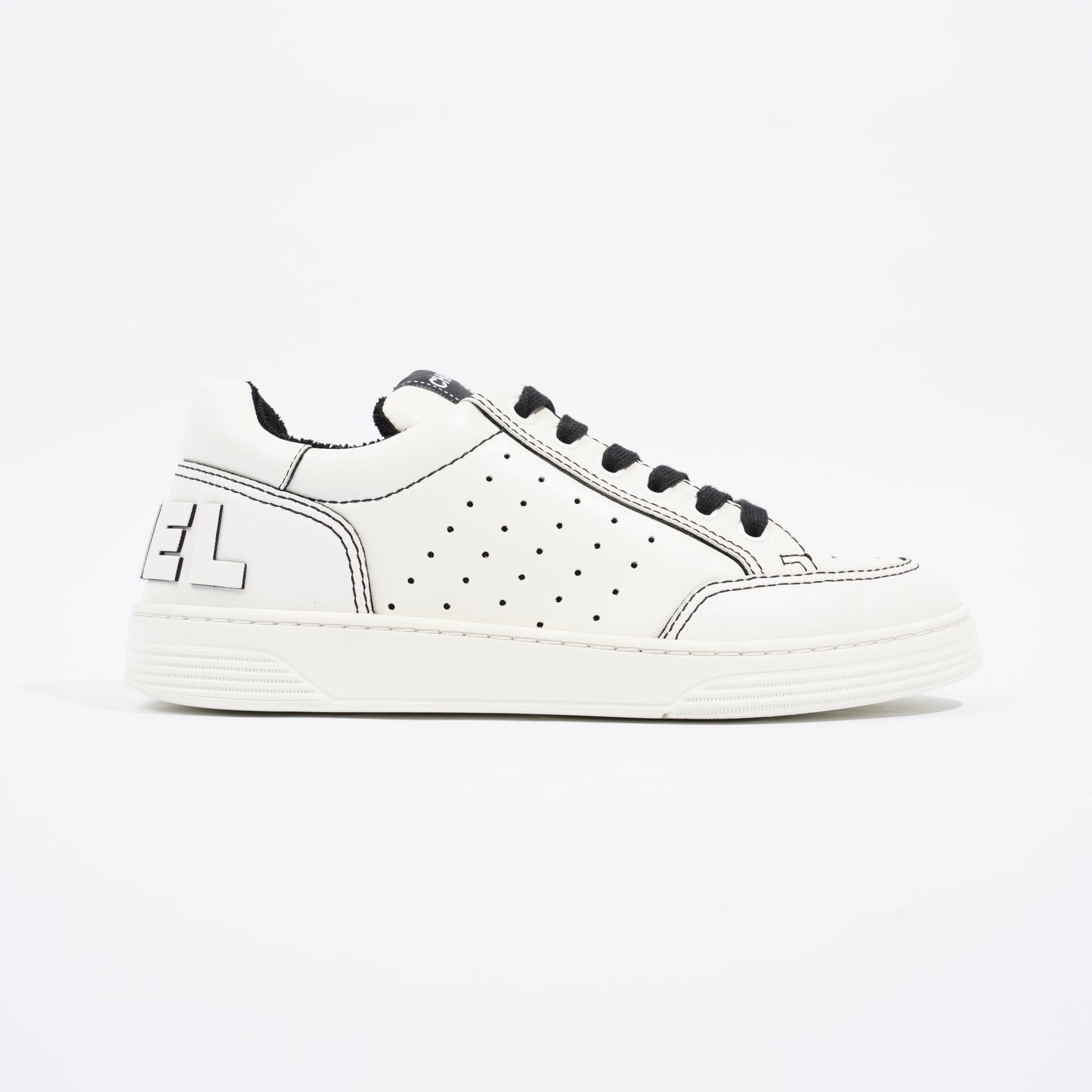 Chanel Chanel Logo White   Black Calfskin Leather EU 37 UK 4