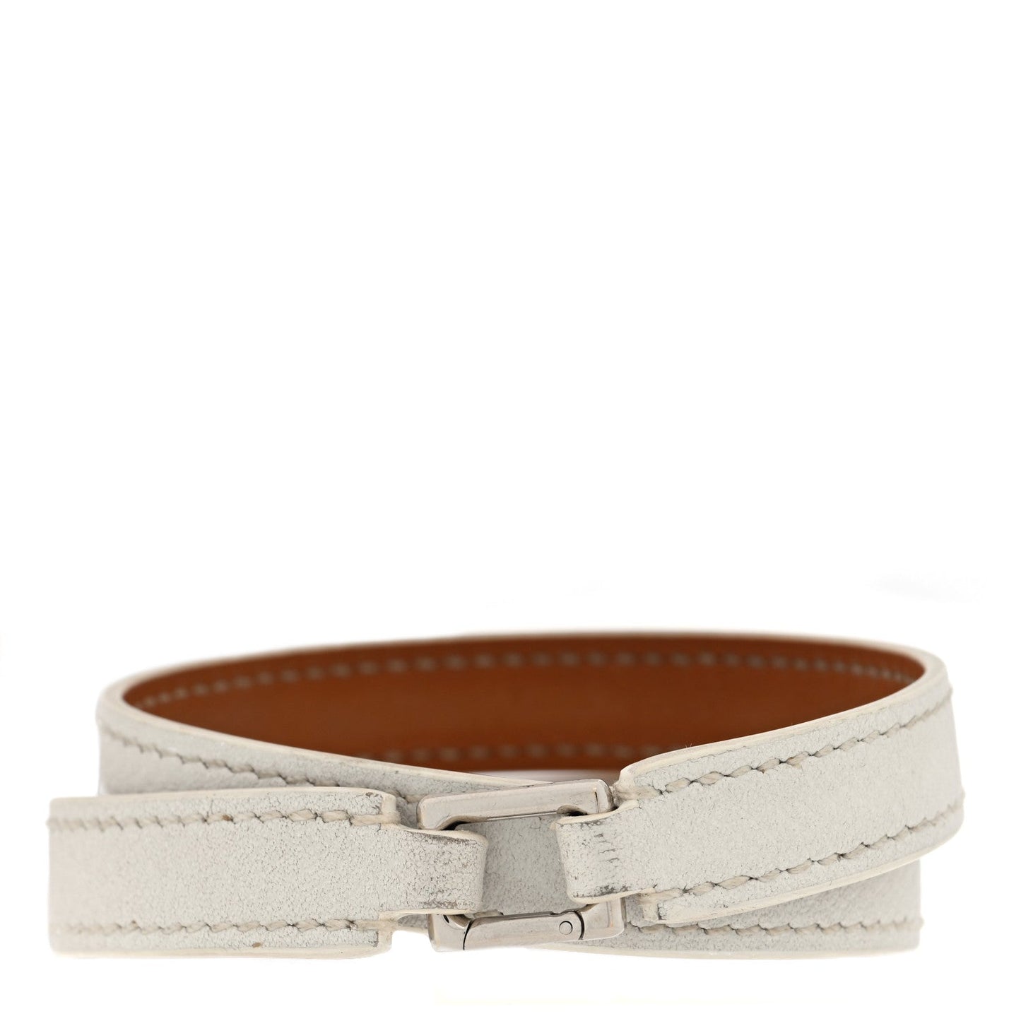 Hermes Epsom Rivale Double Tour Bracelet L White