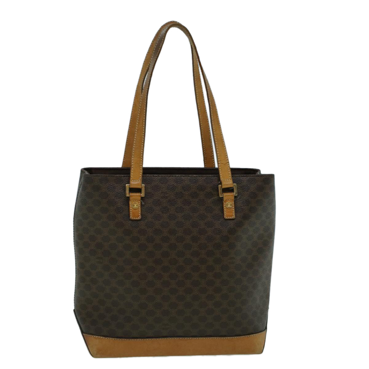 Luxury CELINE Macadam Canvas Hand Bag PVC Leather Brown  59527