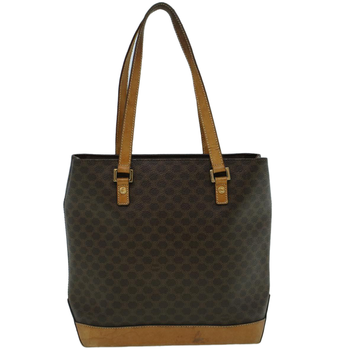 Luxury CELINE Macadam Canvas Hand Bag PVC Leather Brown  59527