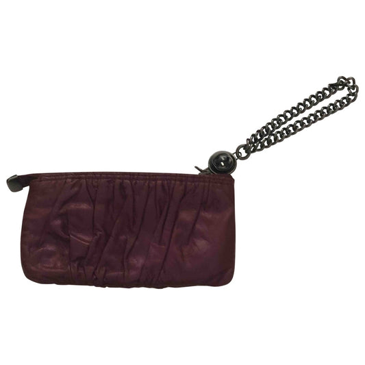 Gucci purple leather clutch bag