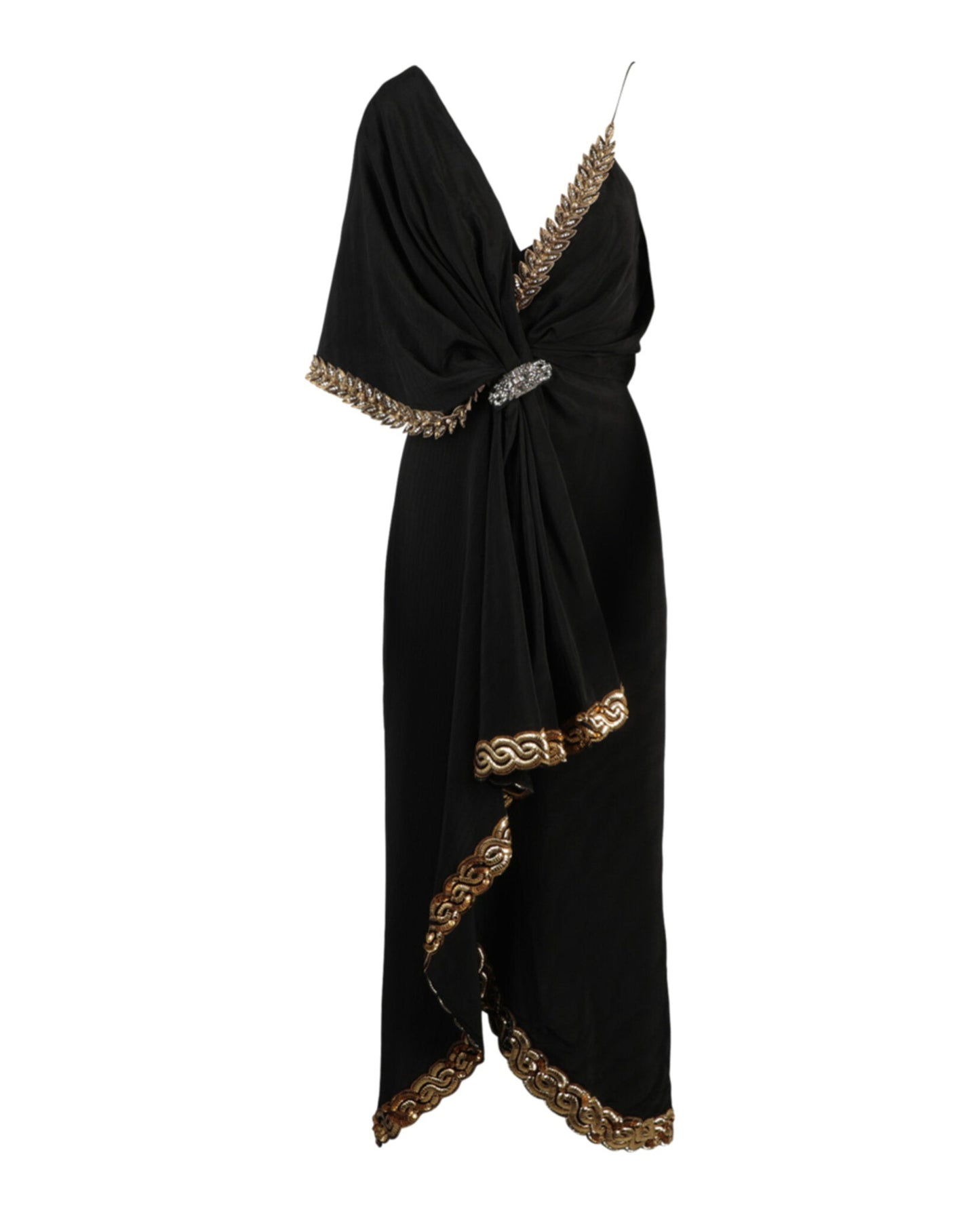 Gucci Womens Beaded Draped Midi Dress