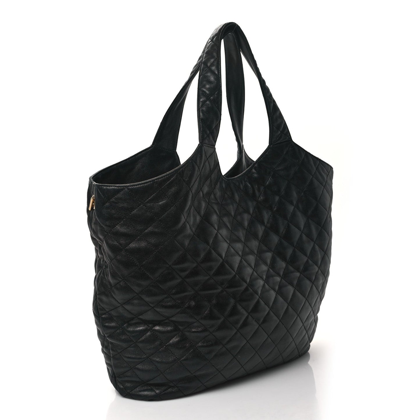 Saint Laurent Lambskin Quilted Maxi Icare Shopping Tote Black