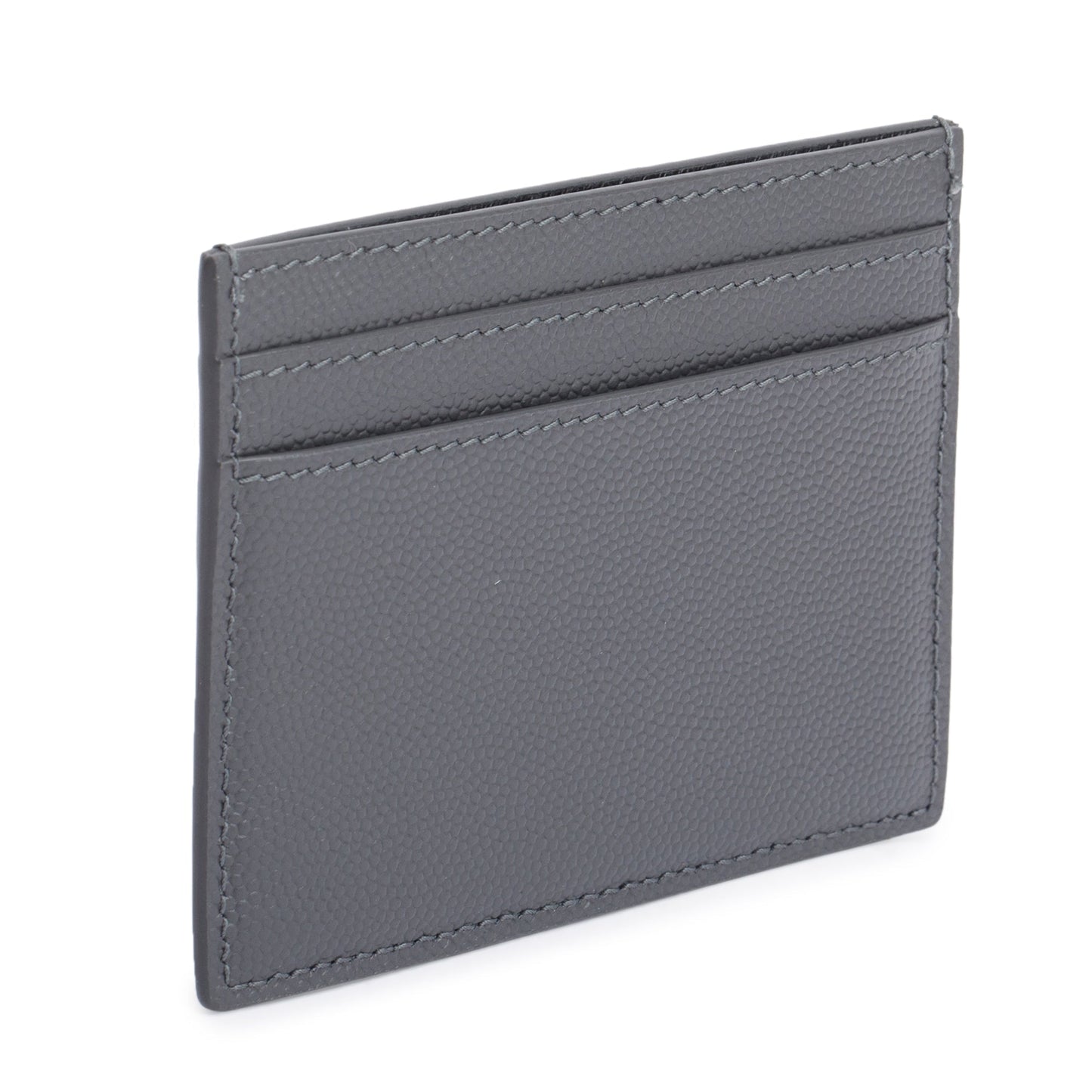 Saint Laurent 2022 Grey Grain de Poudre Leather Paris Credit Card Case