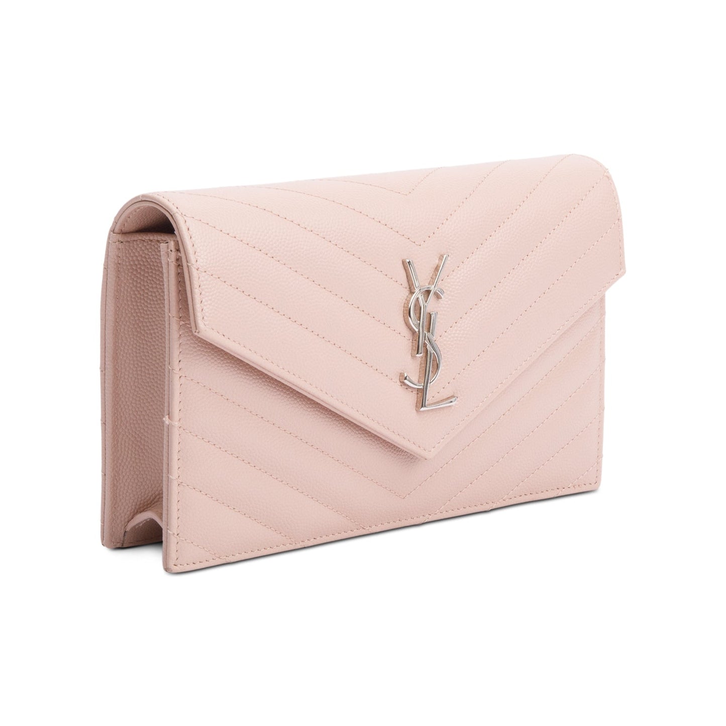 Saint Laurent Pink Cassandre Matelasse Envelope Chain Wallet
