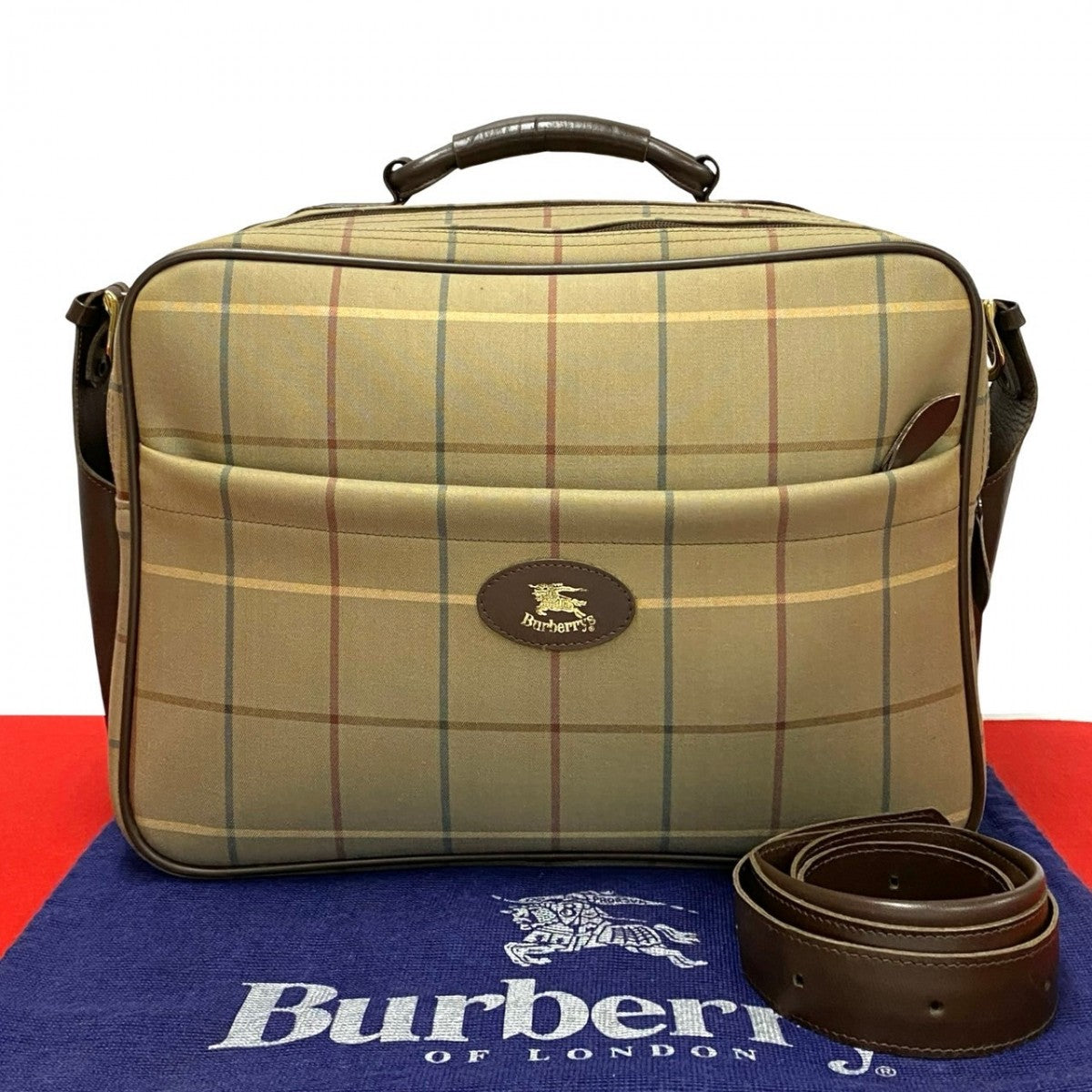 BURBERRY Shoulder Bag Canvas, Leather Brown Shadow Horse logo mens