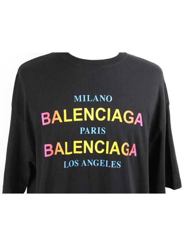 Luxury Balenciaga Trending 2026 Rainbow logo short sleeve t shirt S
