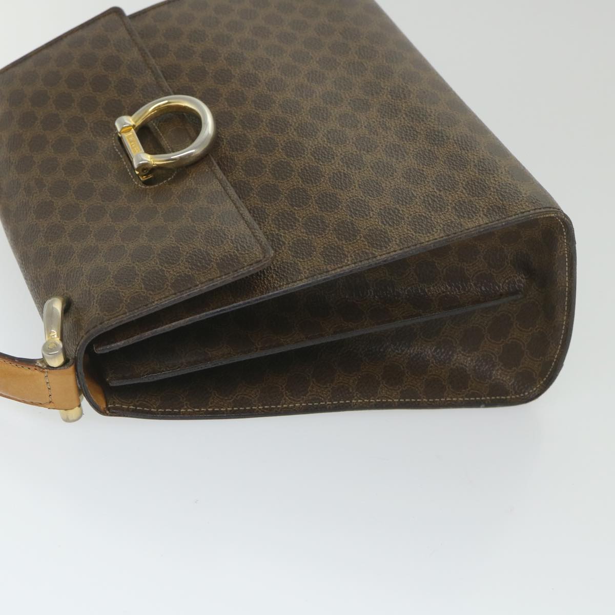 Luxury CELINE Macadam Canvas Hand Bag PVC Leather Brown  59942