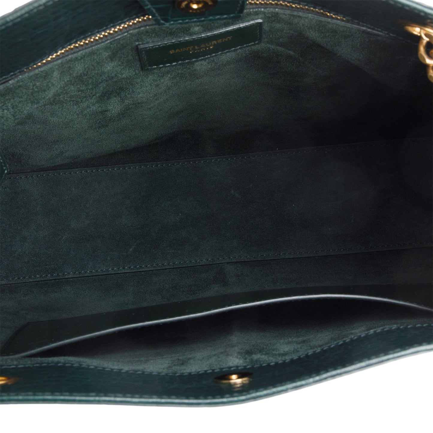 Saint Laurent 2020 Green Croc-Embossed Claude Tote