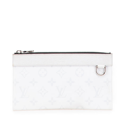 White Louis Vuitton Monogram Taigarama Pochette Discovery PM Clutch Bag