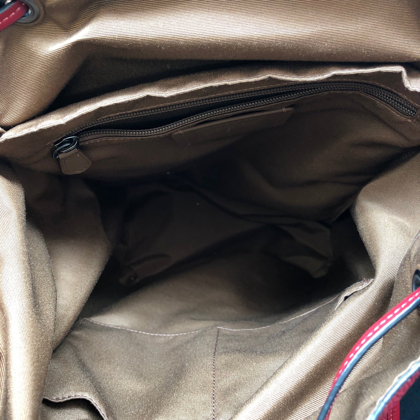 Coach Signature Canvas & Leather Flap Backpack Bag Red