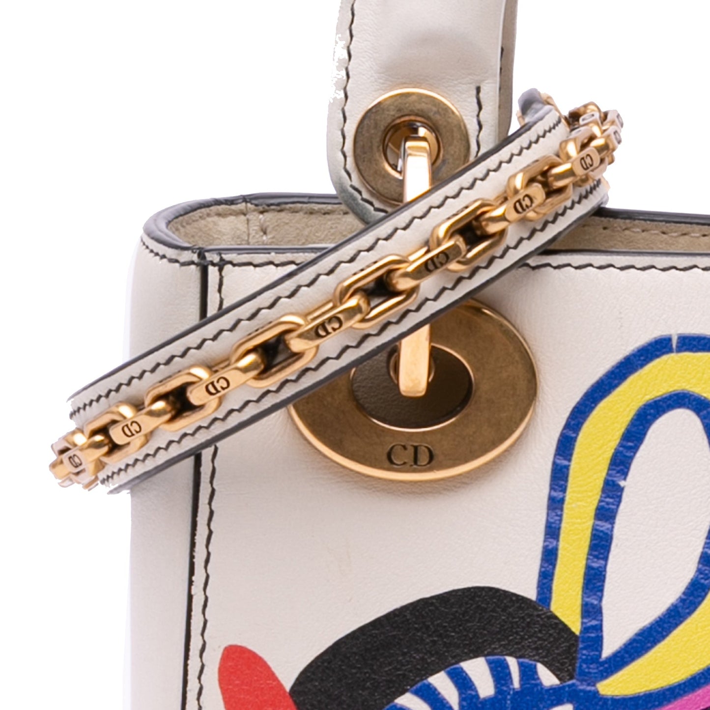 White Dior DiorAmour Niki De Saint Phalle Mini Calfskin Love Lady Dior Satchel
