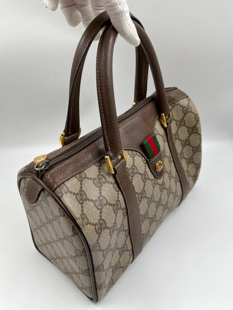 Gucci Boston Leather Canvas Shoulder Bag Style 2