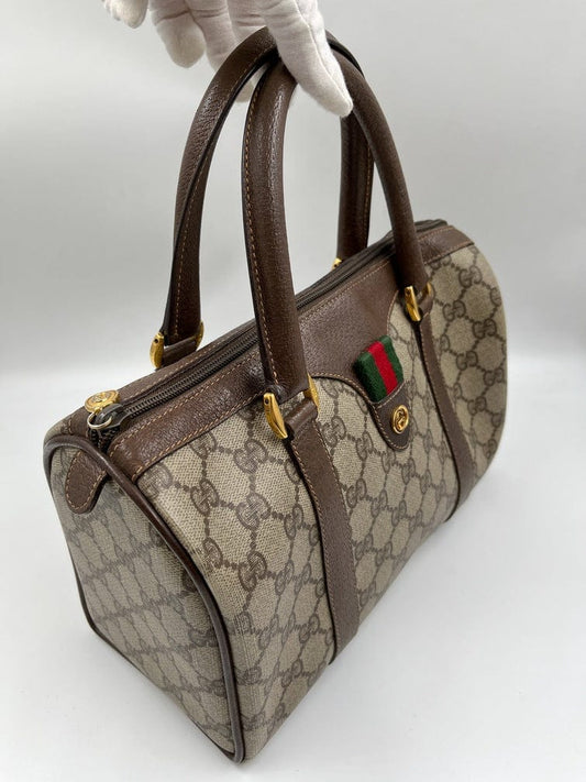 Gucci Boston Leather Canvas Shoulder Bag Style 2